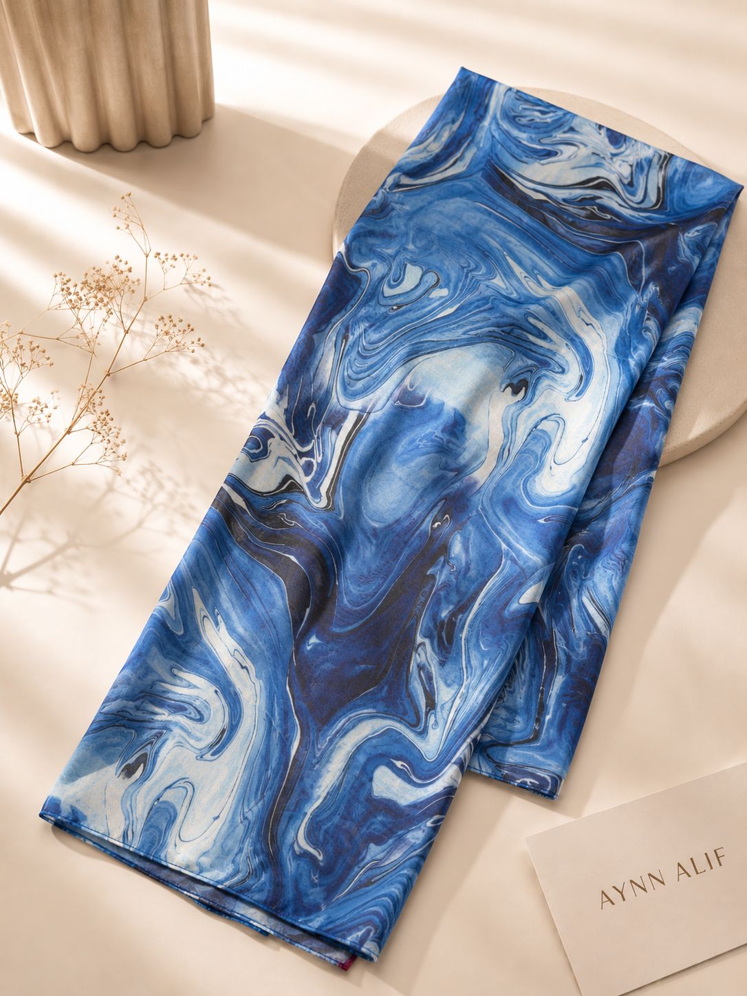 Azure Marble Printed Modal Lawn Hijab