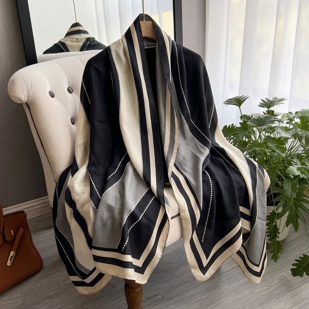 Midnight Pearl Silk Scarf