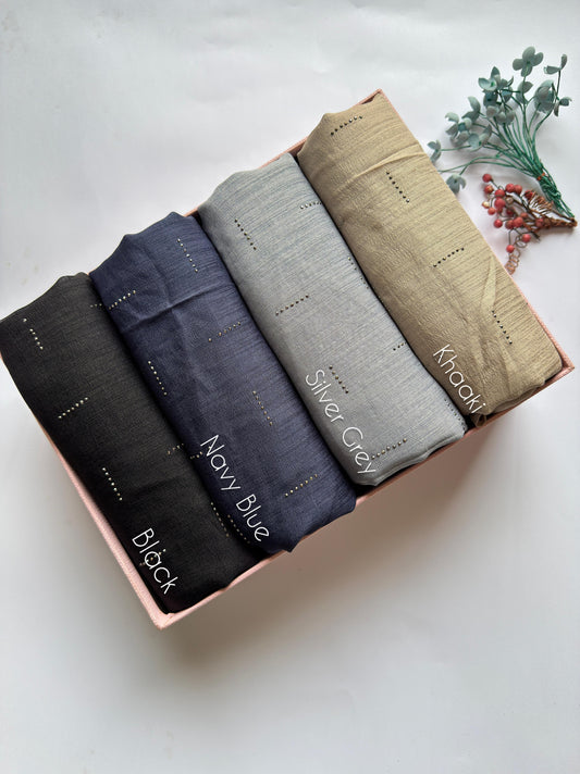 Stones Studded Raw Silk Hijabs