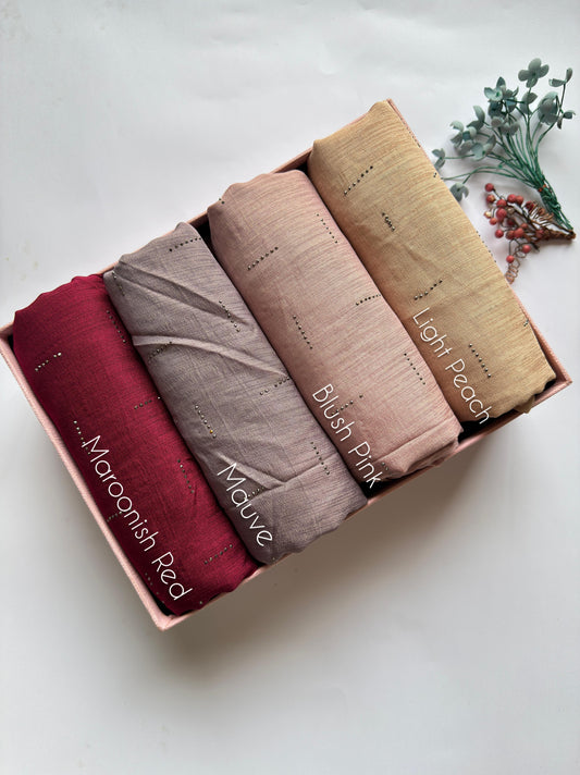 Stones Studded Raw Silk Hijabs