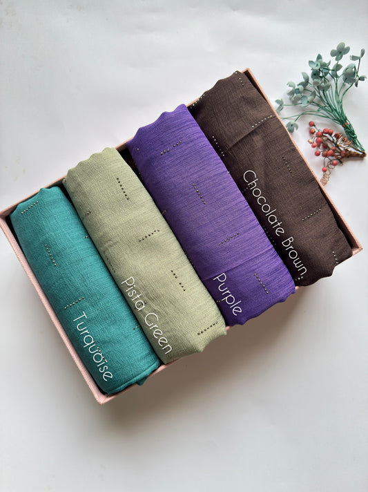 Stones Studded Raw Silk Hijabs
