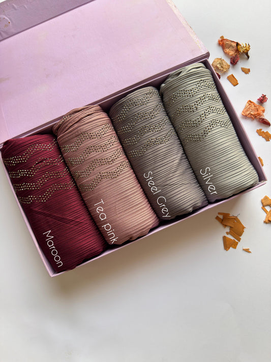 Stones Studded Ribbed Jersey Hijabs