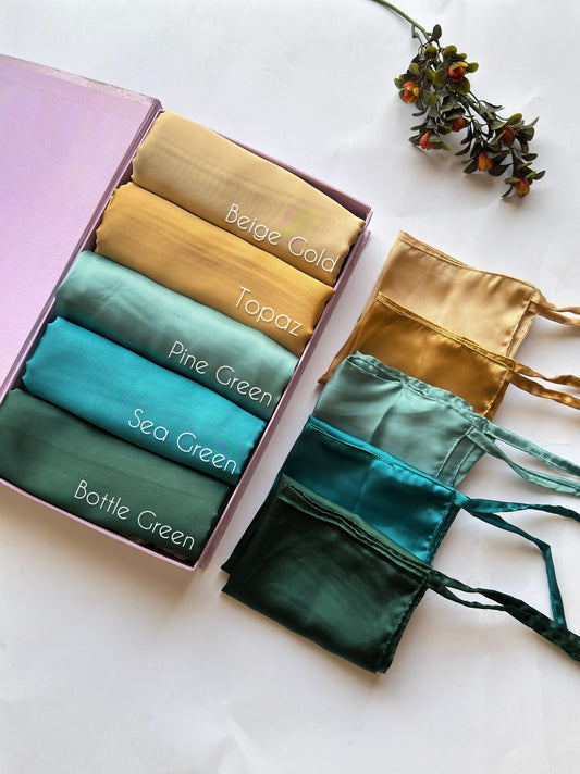 Satin Silk Hijab Niqab Sets