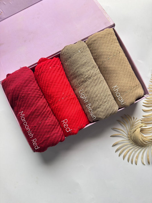 Sequins Bubble Pleated Lawn Hijabs