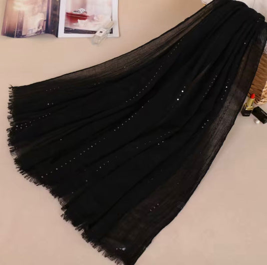 Sequins Bubble Pleated Lawn Hijab