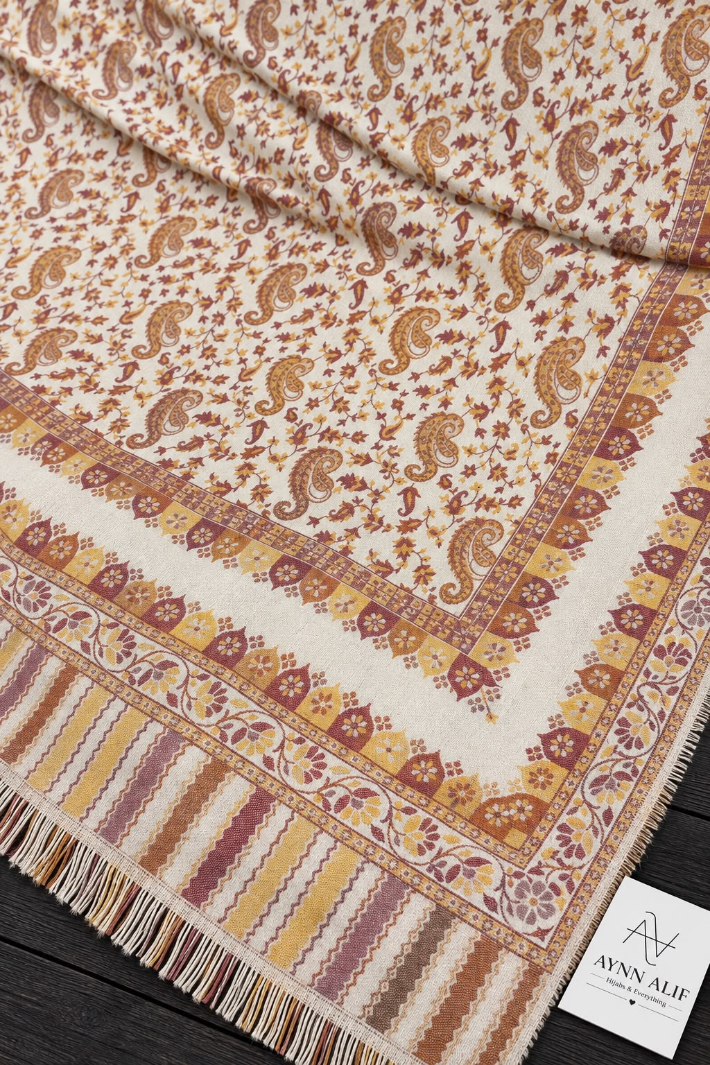 Yellow & Berry Red Kashmiri Kani Shawl