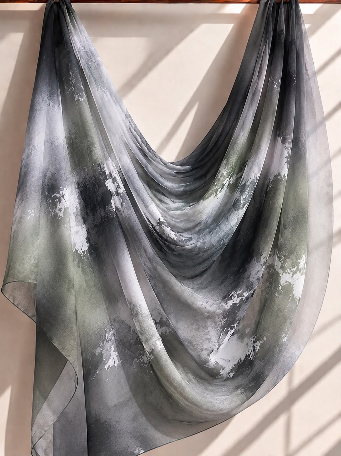 Charcoal Noir Abstract – Square Chiffon Georgette Hijab