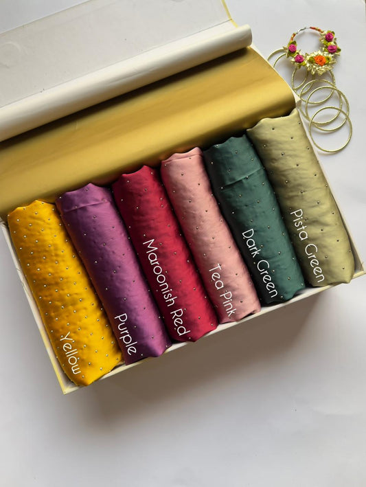 Stones Studded Satin Silk Hijabs