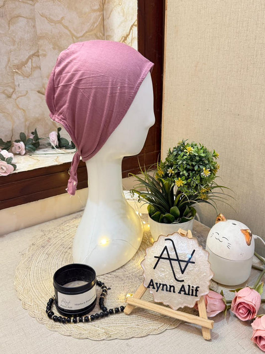 Tea Pink- Plain Tie Back Hijab Cap
