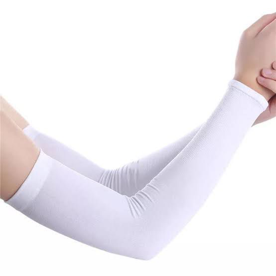 White plain sleeves extenders for modest layering and arm coverage
