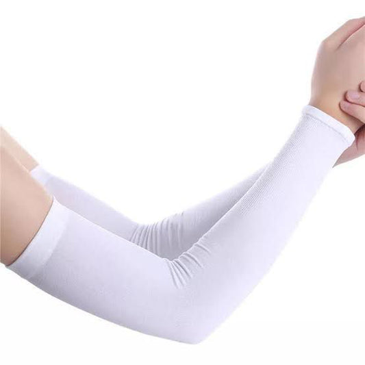 White plain sleeves extenders for modest layering and arm coverage