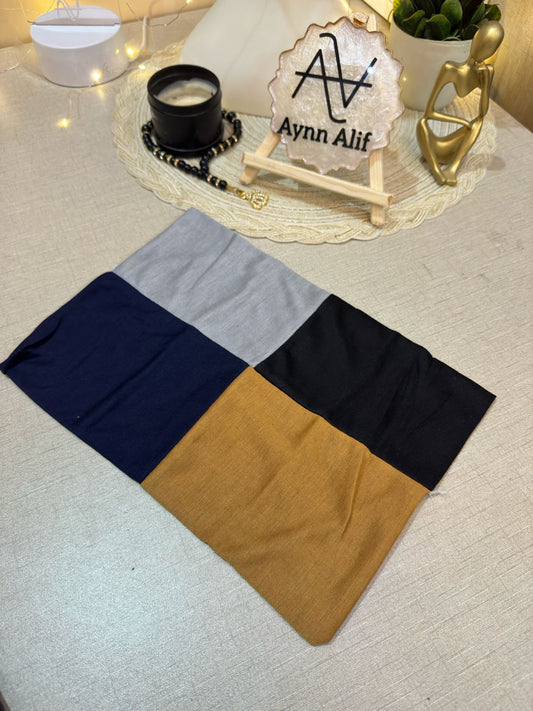 4 in 1 jersey tube band in Light Grey, Navy Blue, Black and Topaz by Aynn Alif Pakistan – soft stretchable hijab undercap for secure and polished scarf styling