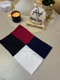 4 in 1 jersey tube band in Maroon Red, Navy Blue, White and Black by Aynn Alif Pakistan – soft hijab undercap for secure, comfortable and polished scarf styling.