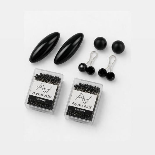 8 in 1 hijab pins pack black with magnets snag free pins glider pins and boxed straight pins set
