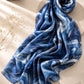 Extra large blue marble printed modal lawn hijab with double-sewn edges, soft breathable fabric, elegant drape and lightweight everyday wear design.