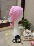 Baby pink plain hijab cap side view mannequin