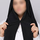 Black instant chiffon georgette hijab with attached tube band and built-in magnet for easy styling.