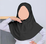 Black kids jersey scarf hijab for girls age 5-9 years in Pakistan with breathable soft fabric and modest half-body coverage.