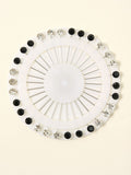 Black and white stones studded hijab pins by Aynn Alif Pakistan with elegant embellished scarf pins for secure hijab styling.