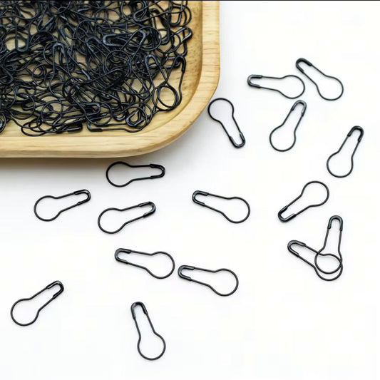 Black Snag-Free Pear Pins for hijabs featuring a smooth coil-free pear-shaped design that glides through fabric without snagging or pulling