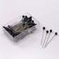 Black straight pins box of 100 with round heads for hijab styling and sewing use