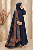 Block printed pashmina shawl with hand embroidery and a four-sided printed border by AYNN ALIF, elegant winter shawl for women.
