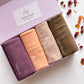 Aynn Alif Blush Harmony Plain Lawn Hijab Box featuring Mauve, Peach, Powder Pink and Light Brown premium breathable lawn hijabs in elegant gift box packaging.