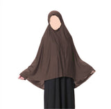 Dark brown teen khimar jersey prayer scarf anti slip fcoverage hijab
