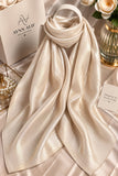 Champagne Pearl double tone sheen silk scarf with a soft pearlescent finish, smooth texture and elegant flowy drape by Aynn Alif.