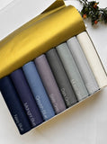 Aynn Alif Premium Chiffon Zari Hijabs in Navy Blue, Midnight Blue, Greyish Blue, Slate Grey, Dark Grey, Muted Grey, Silver and White – Pakistan.