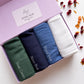 Aynn Alif Classic Contrast Plain Lawn Hijab Box featuring Dark Green, Navy Blue, Royal Blue and Pearl White premium breathable lawn hijabs.