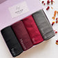 Classic Elegance Plain Lawn Hijab Box by Aynn Alif featuring Black, Maroon, Red and Steel Grey breathable premium lawn hijabs in gift box packaging