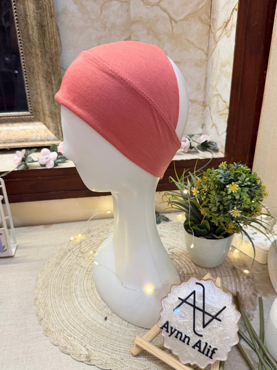 Coral pink tube underscarf band non slip hijab base
