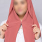 Coral pink instant chiffon georgette hijab with attached tube band and built-in magnet for easy and effortless styling 