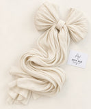 Cream stones-studded matte silk hijab with a soft flowy drape and delicate stone embellishments by Aynn Alif.