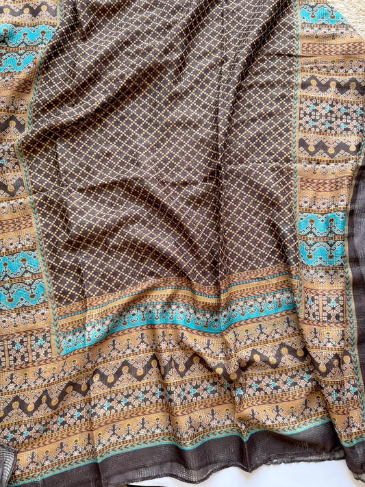  Dark brown printed lawn Tarkashi hijab breathable summer fabric