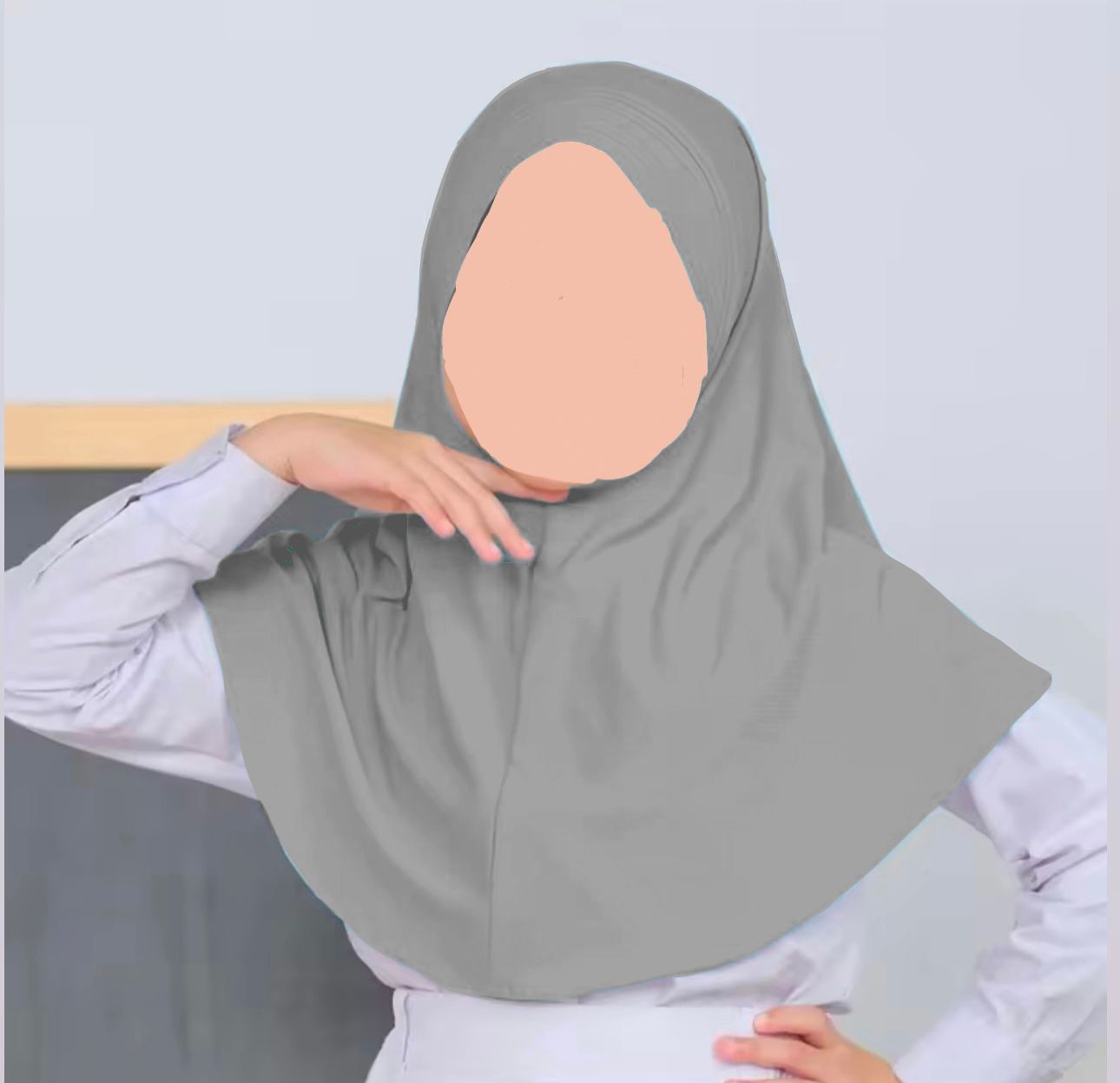 Dark grey kids jersey hijab scarf for girls age 5-9 years in Pakistan with breathable jersey fabric and modest coverage.