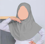 Dark grey kids jersey hijab scarf for girls age 5-9 years in Pakistan with breathable jersey fabric and modest coverage.