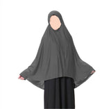 Dark grey teen khimar jersey prayer scarf anti slip coverage hijab