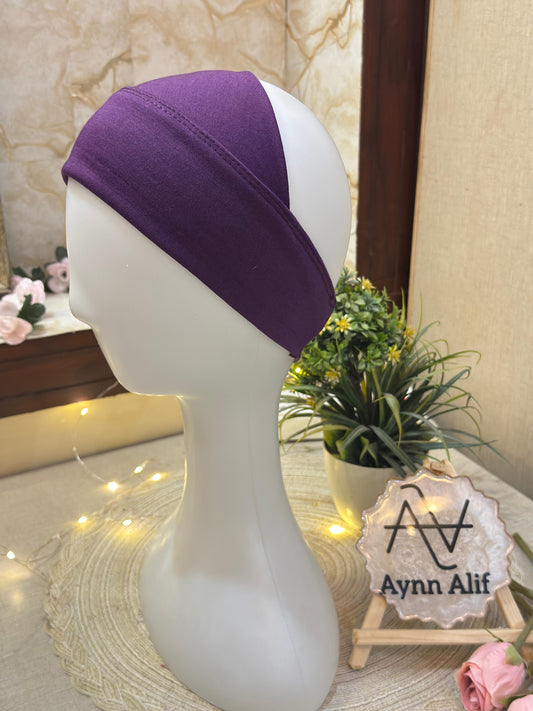 Deep purple tube underscarf band stretchable hijab base