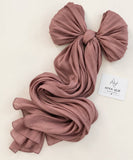 Dusky rose stones-studded matte silk hijab with a soft flowy drape and delicate embellishments by Aynn Alif