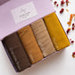 Aynn Alif Earthy Essence Plain Lawn Hijab Box featuring Chocolate Brown, Copper, Light Brown and Mustard premium breathable lawn hijabs.