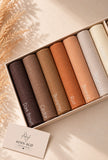 Chiffon Zari Hijab collection in Dark Brown, Cedar, Brunette, Rust, Bronze, Beige Gold and Golden