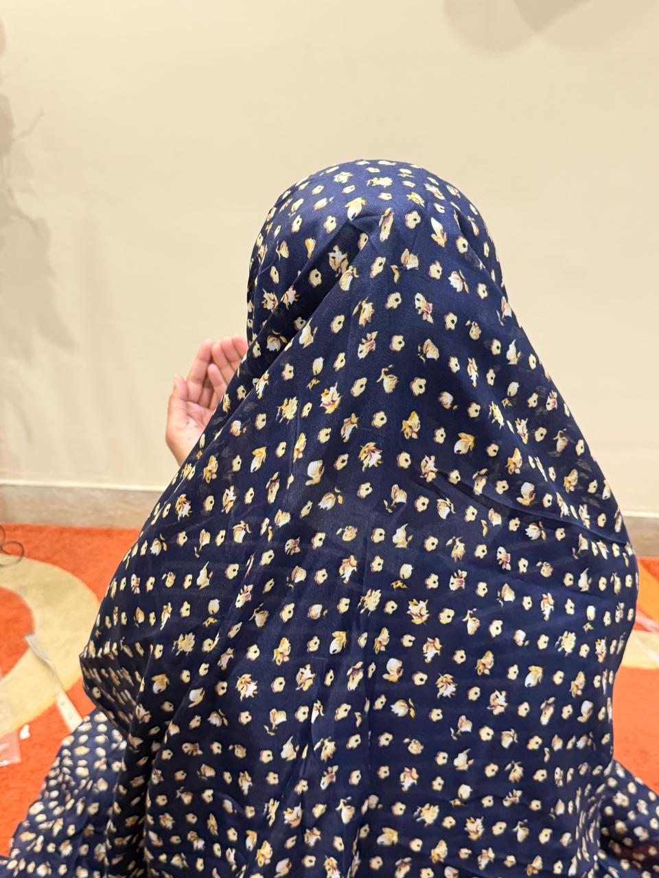 Navy blue namaz chaadar soft breathable lightweight modest prayer chadar full coverage women Pakistan