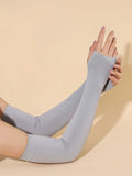 Grey modest arm sleeves with thumbhole