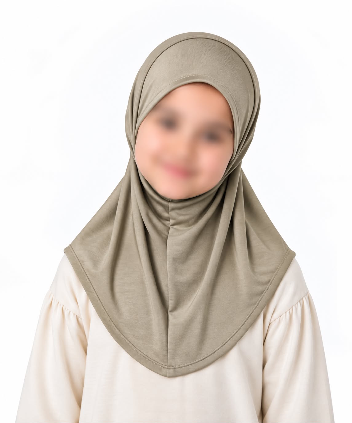 Kids Khaaki Brown jersey scarf for girls aged 5–9 years, soft and breathable hijab