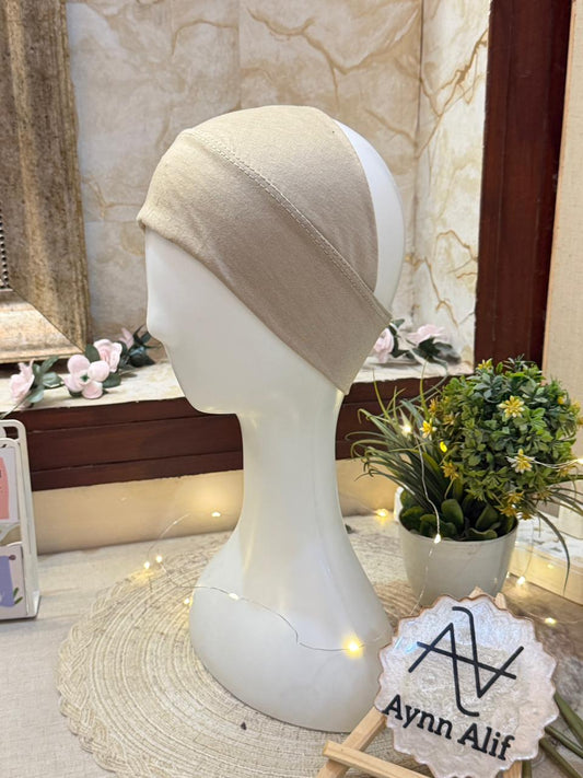 Khaki tube underscarf band soft stretchable hijab underscarf