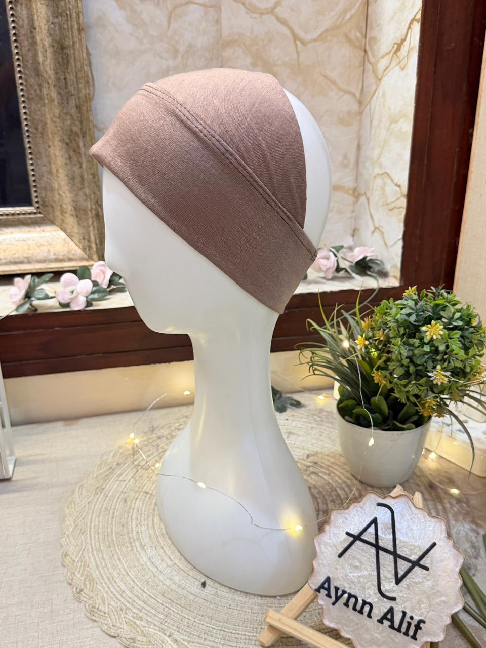Light brown tube underscarf band soft hijab base