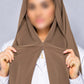 Light brown instant chiffon georgette hijab with attached tube band and built-in magnet for easy and effortless everyday styling.