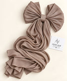 Light brown stones-studded matte silk hijab with a soft, flowy drape and delicate stone embellishments by Aynn Alif.